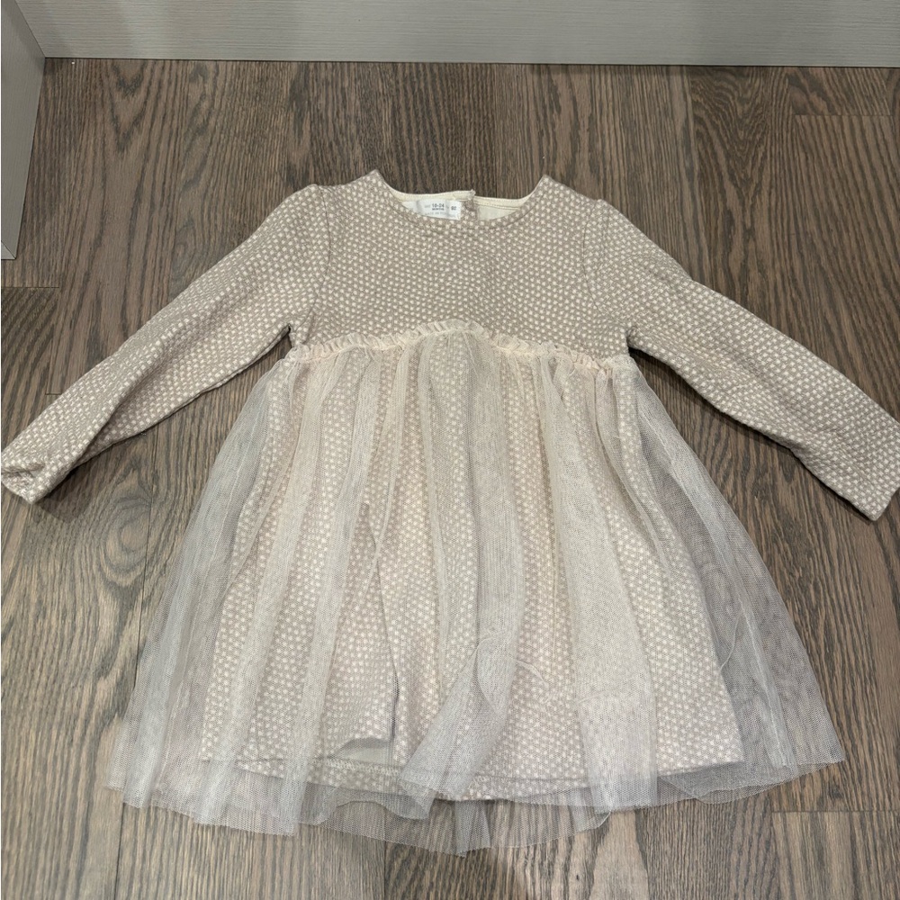 Zara Cream Sparkle Polka Dot Kids Dress